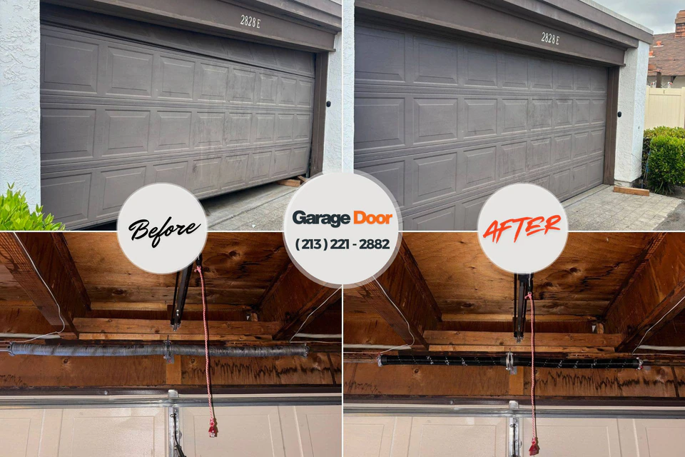 Before and after: garage door repair Avilla, IN